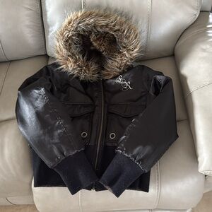 Echo Red Y2K vintage reversible and satin puffer jacket M